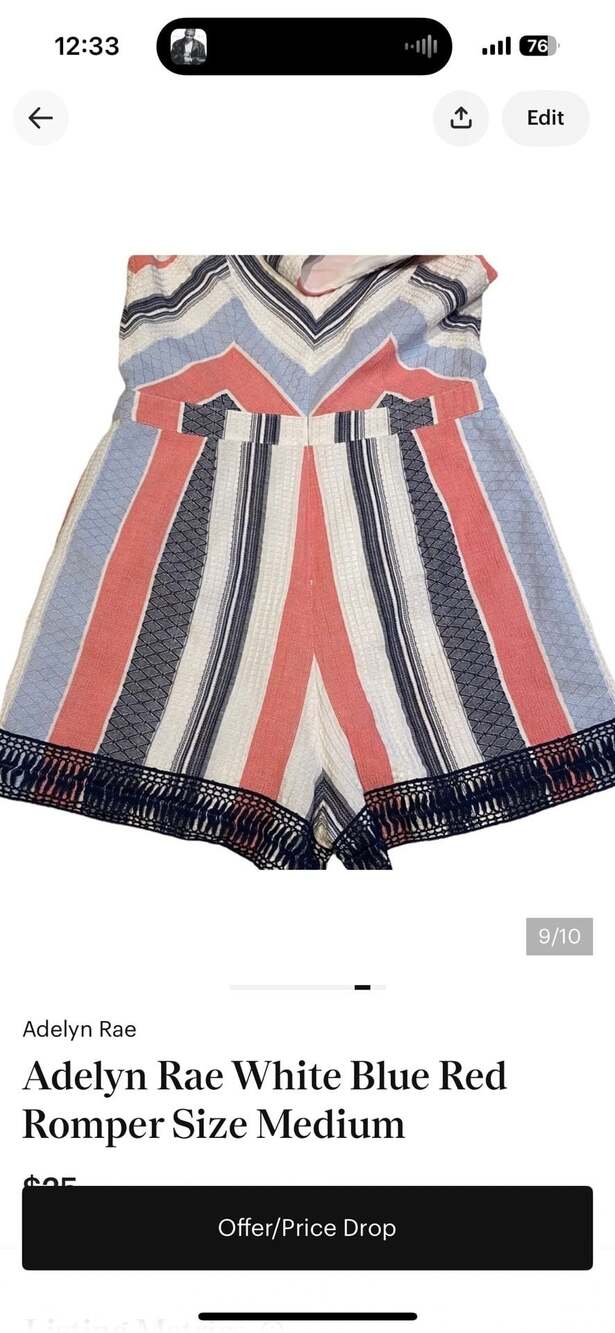 Adelyn Rae Striped Chevron Romper Size Medium - Picture 9 of 10